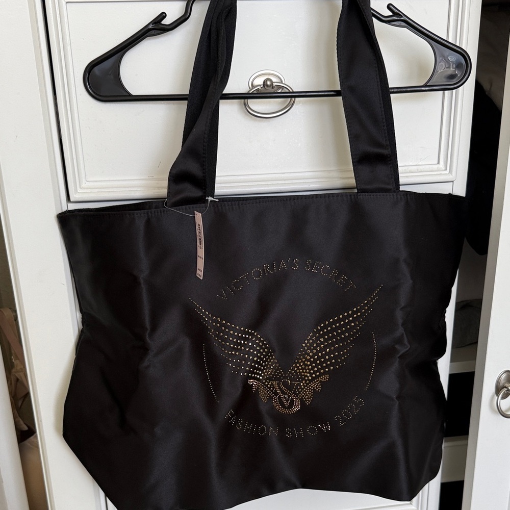 Victoria's Secret 2025 Fashion Show Black Tote Bag with Wing Logo